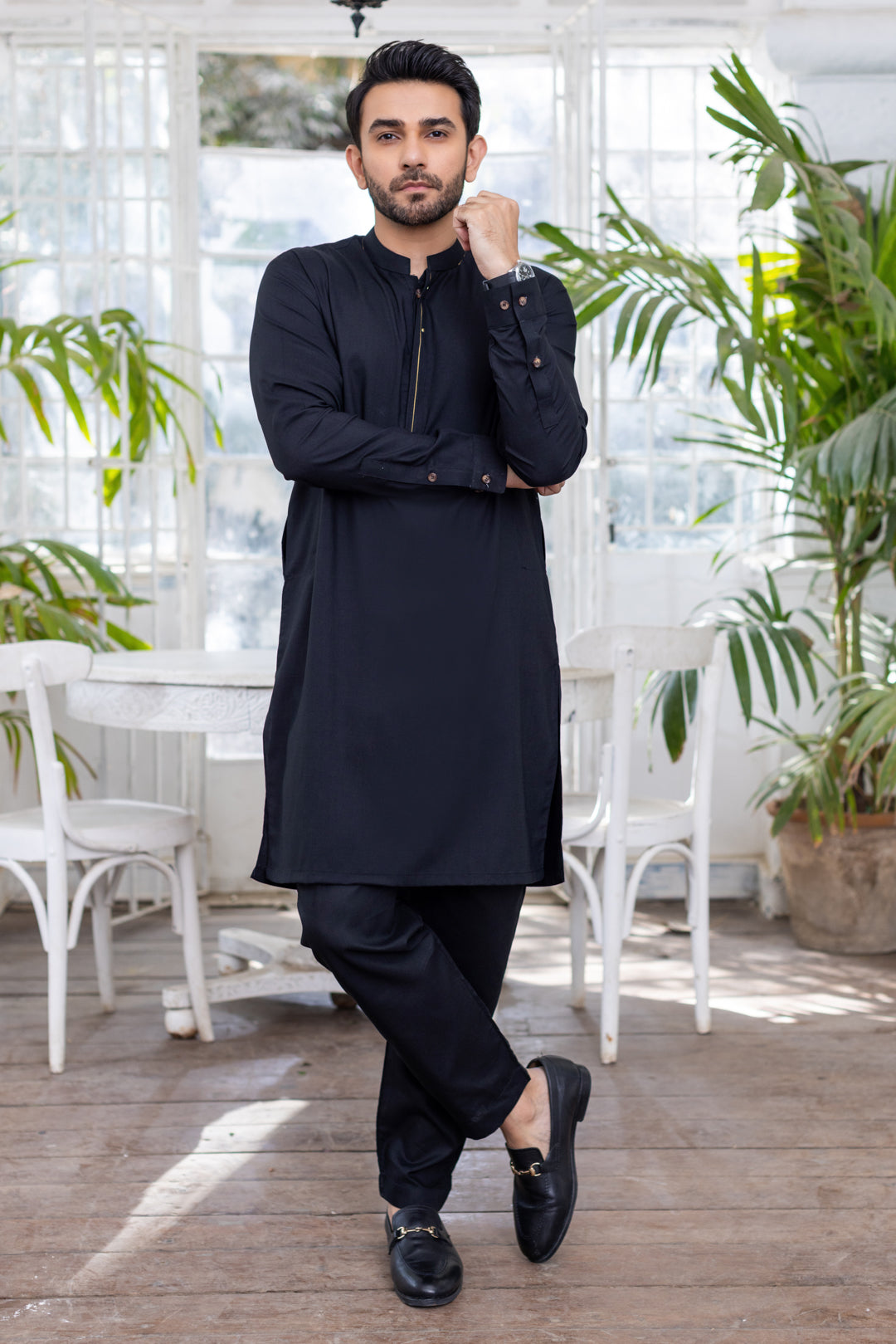 Royal Stitched Suit with Trouser - Black
