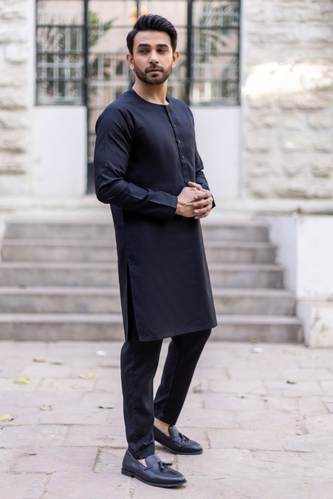 Awami Stitched Suit with Trouser - Black