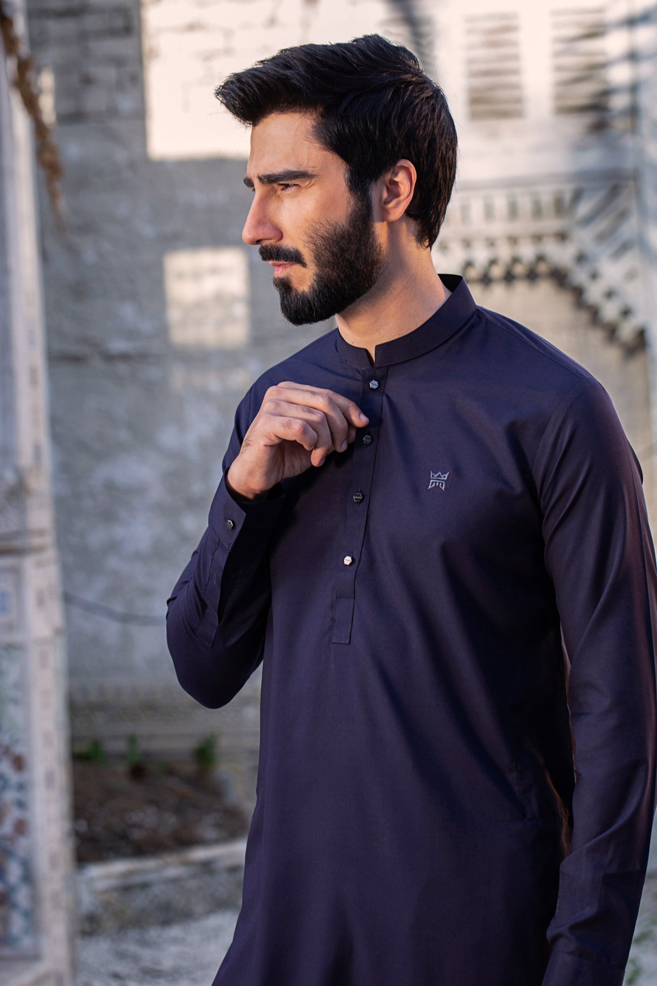 Platinum Stitched Suit with Tone Metal Button and Trouser- Purple