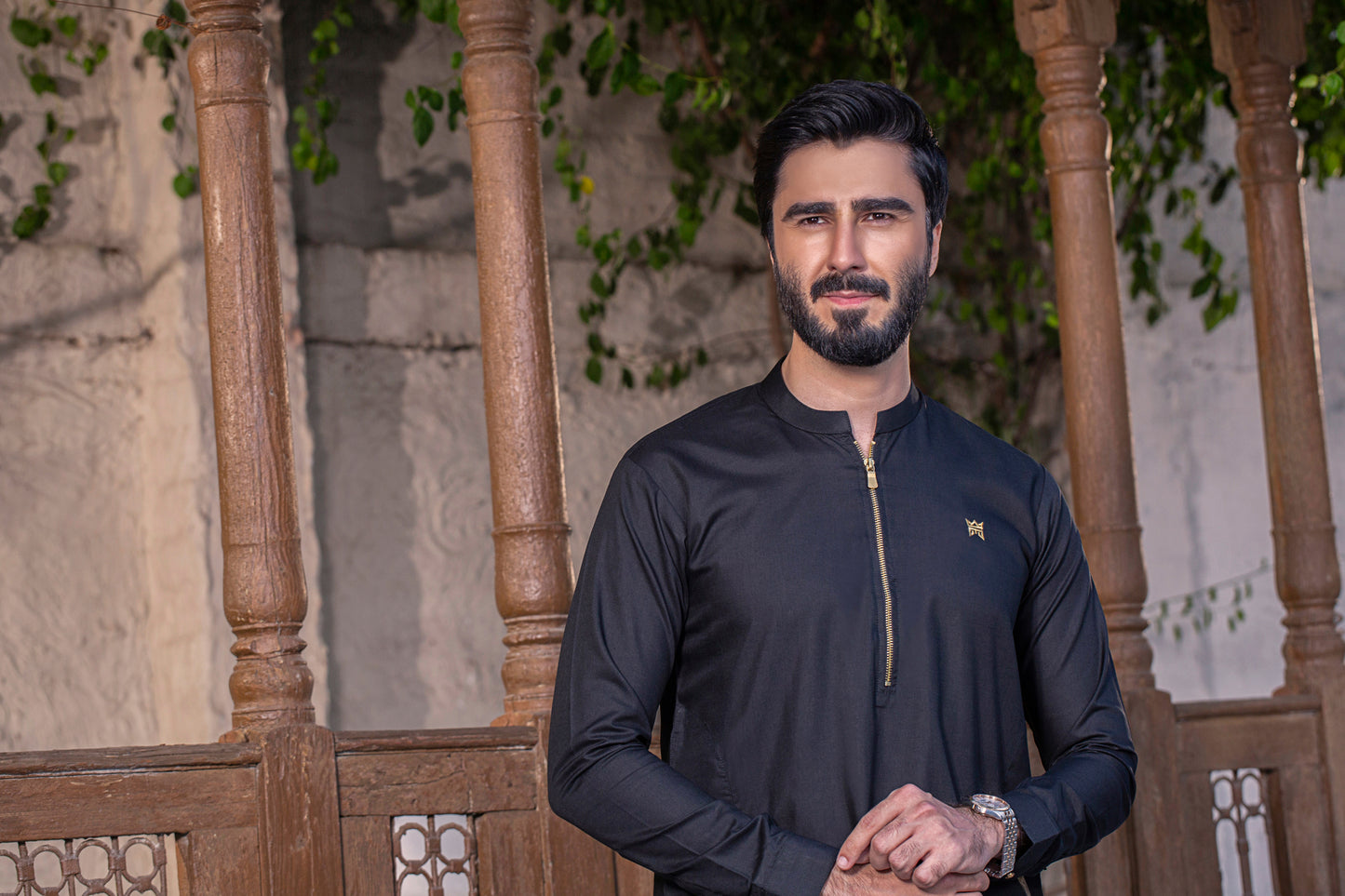 Stitched Suit with Zip - Black