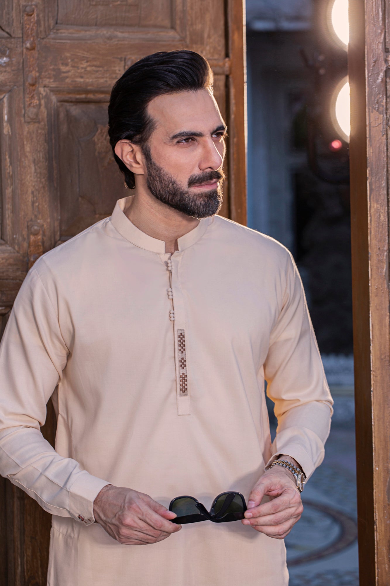 Embroidered Stitched Royal Suit with Trouser - Cream