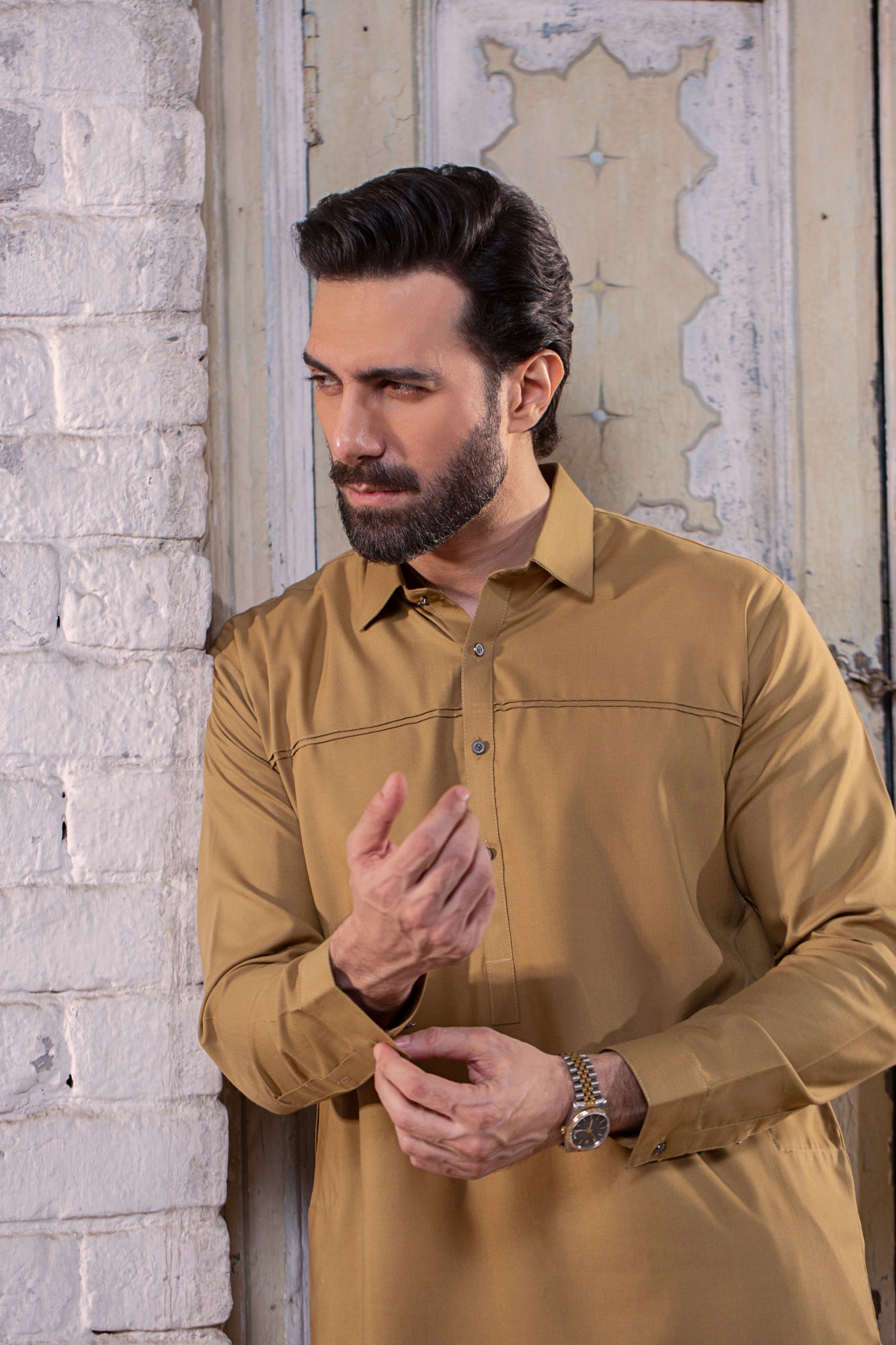 Royal Collection Stitched Suit - Khaki