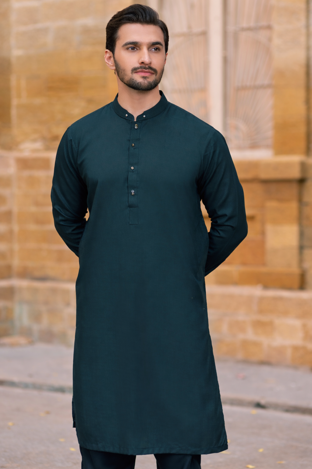 Sea-green with double silver shine small button