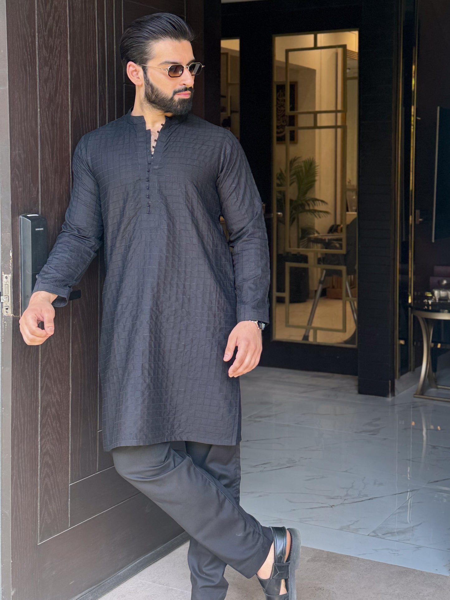 Allover Limited Edition Box Embroidered Suit - Black
