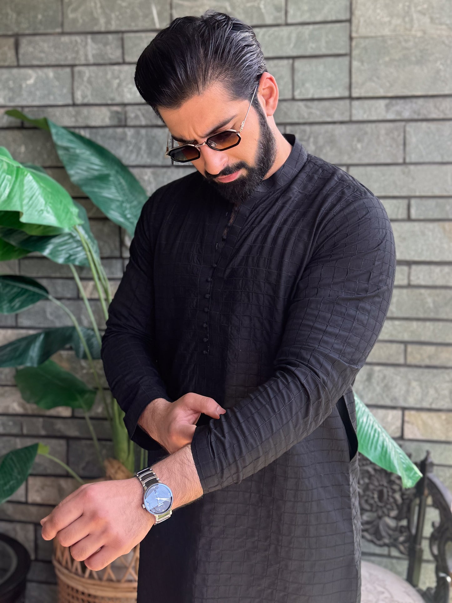 Allover Limited Edition Box Embroidered Suit - Black