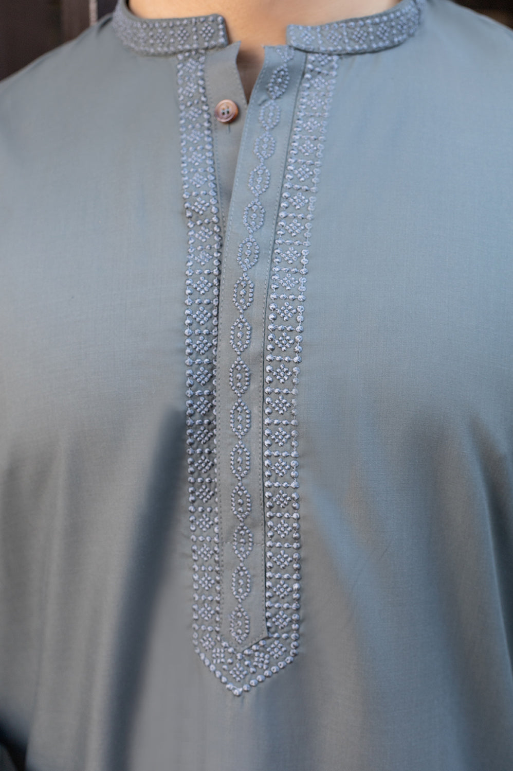 Mountain Green Embroidered Stitched Suit With Trouser