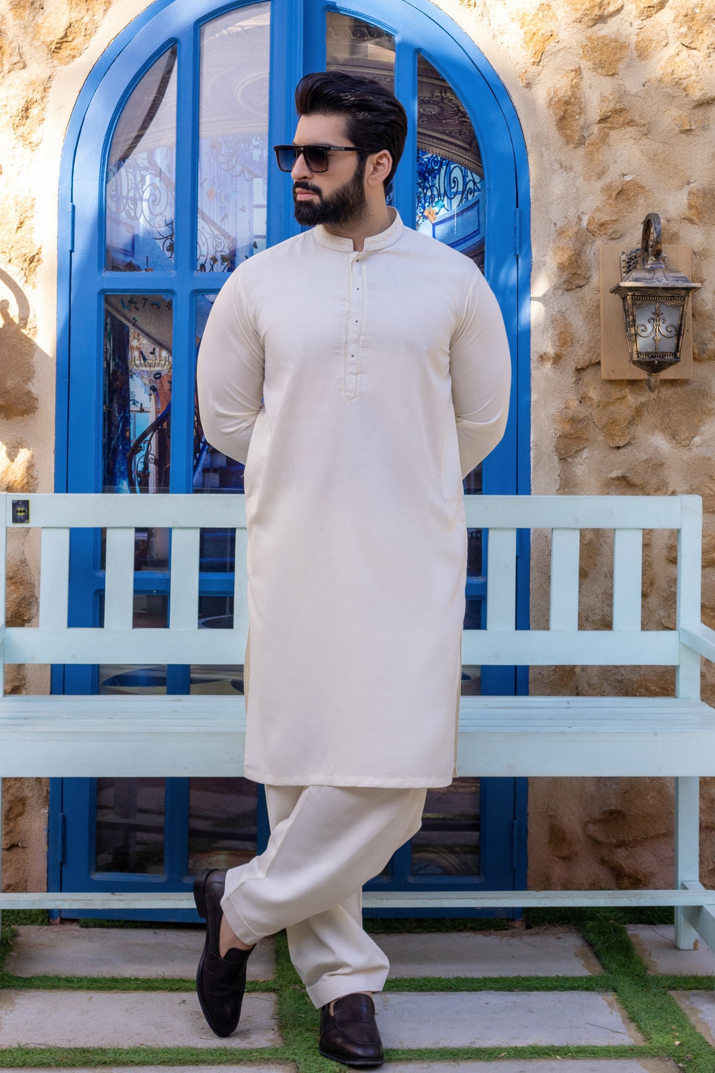 Rivet Detailing Stitched Suit with Shalwar Boski