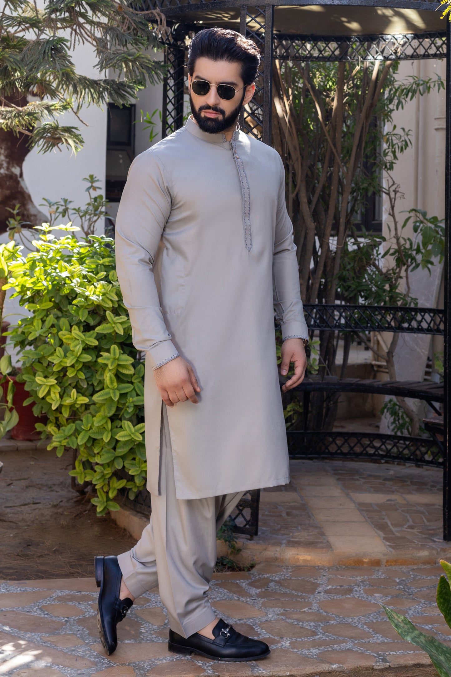 Hayyat Stitched Suit with Shalwar - Grey
