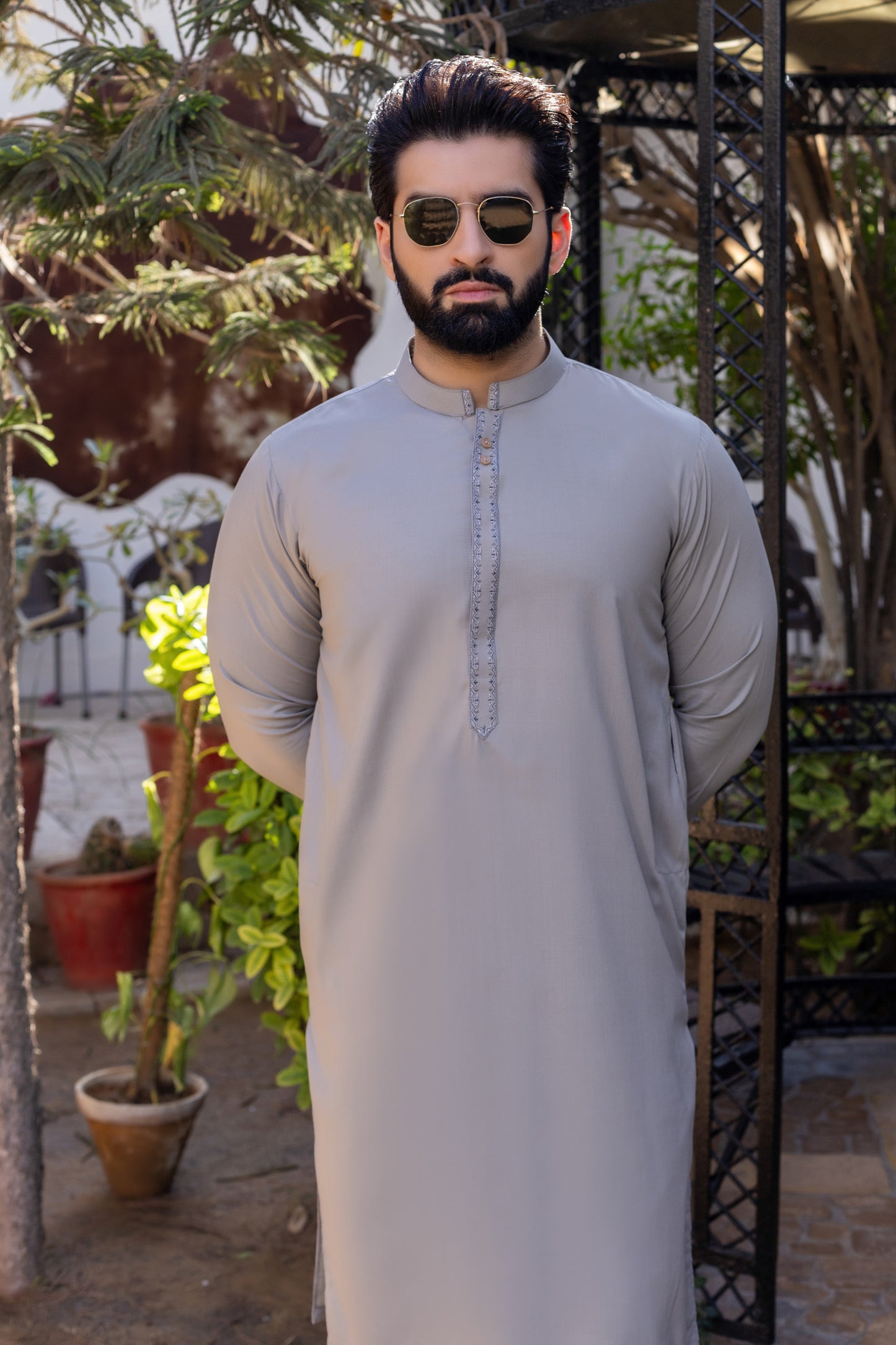 Hayyat Stitched Suit with Shalwar - Grey