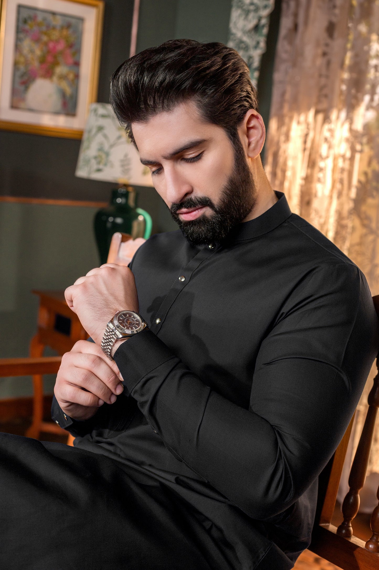 SIMPLE KURTA TROUSER Stitched with Ban & Matching snap button - All Season