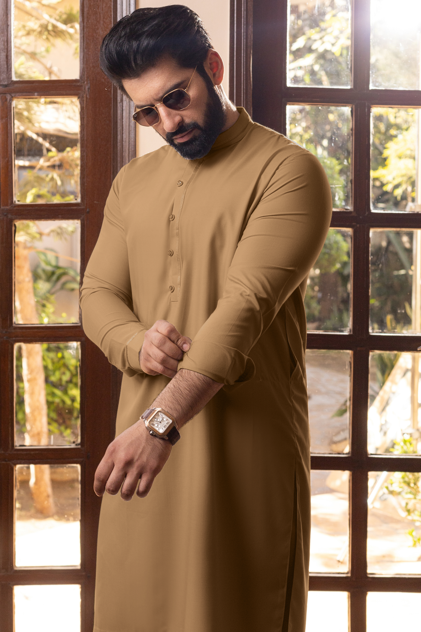 Modern Stitched Hook Fashion Suit - Peach