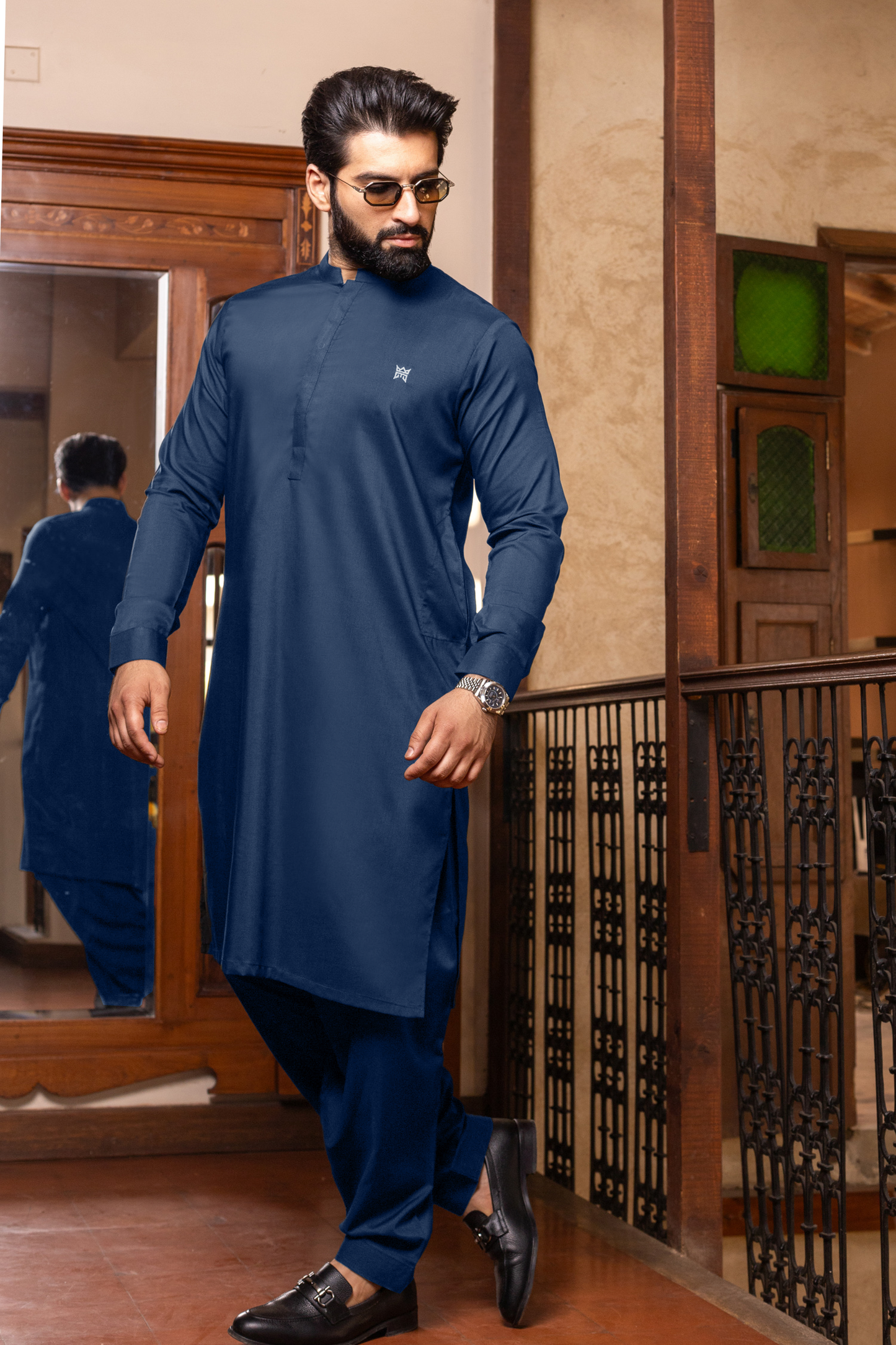 Nawab Limited Edition Stitched Denim Blue Suit