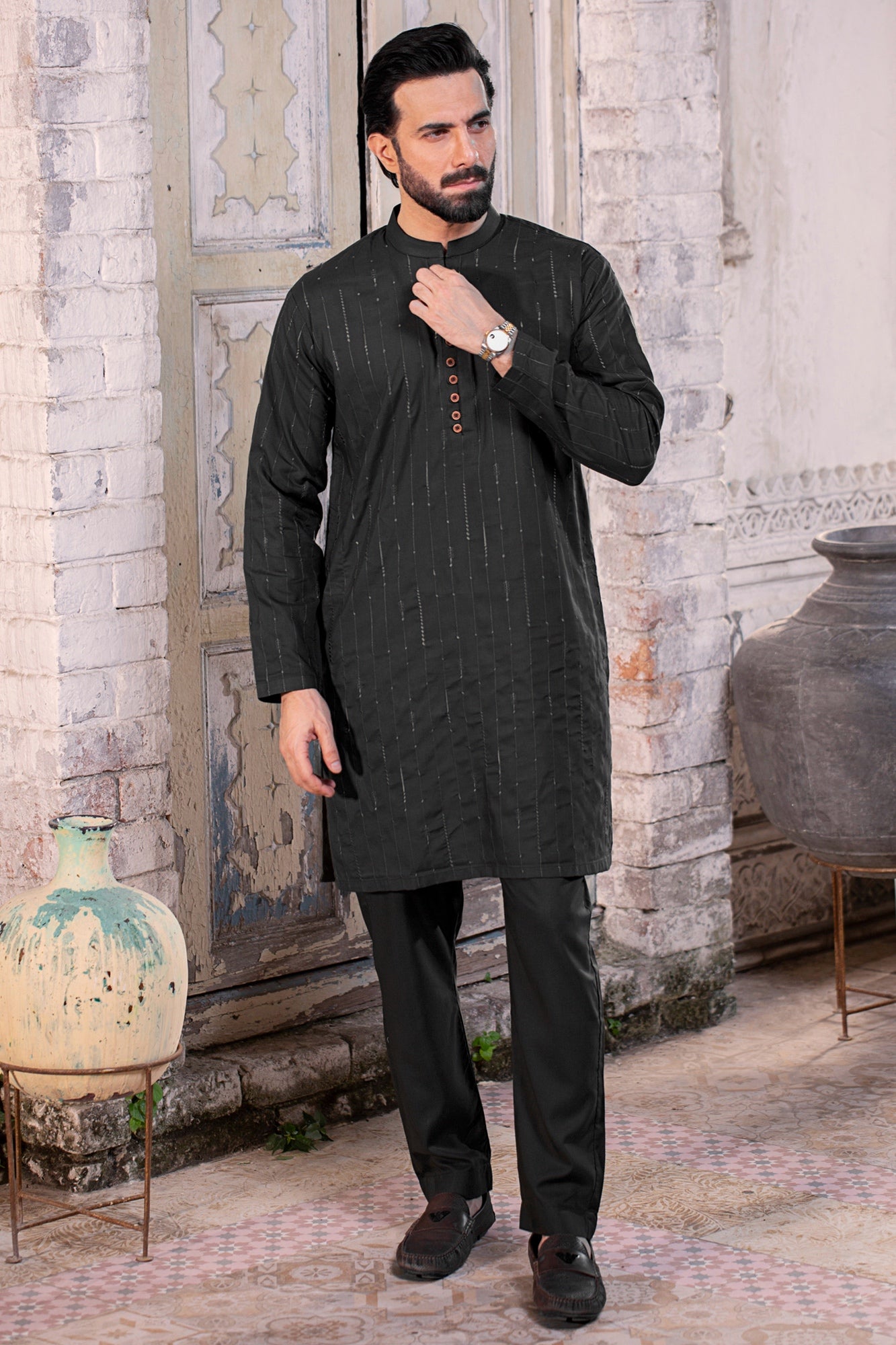 Black with allover ambroidery Stitched with Trouser