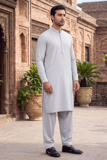 Stitched Shalwar Kameez with Ban and inside Champa bite stitch-Aqua Blue