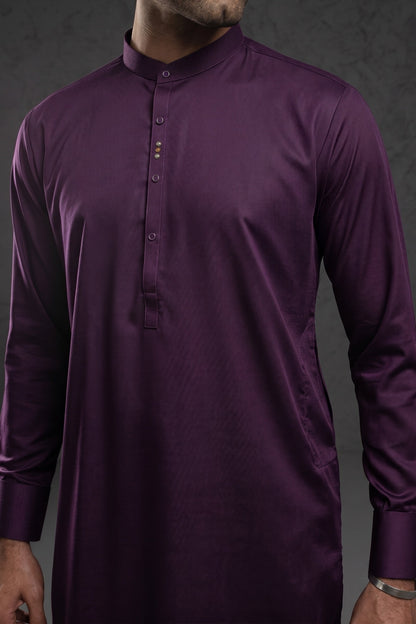 Festive Collection Stitched All Season Blended Ban Suit -Purple