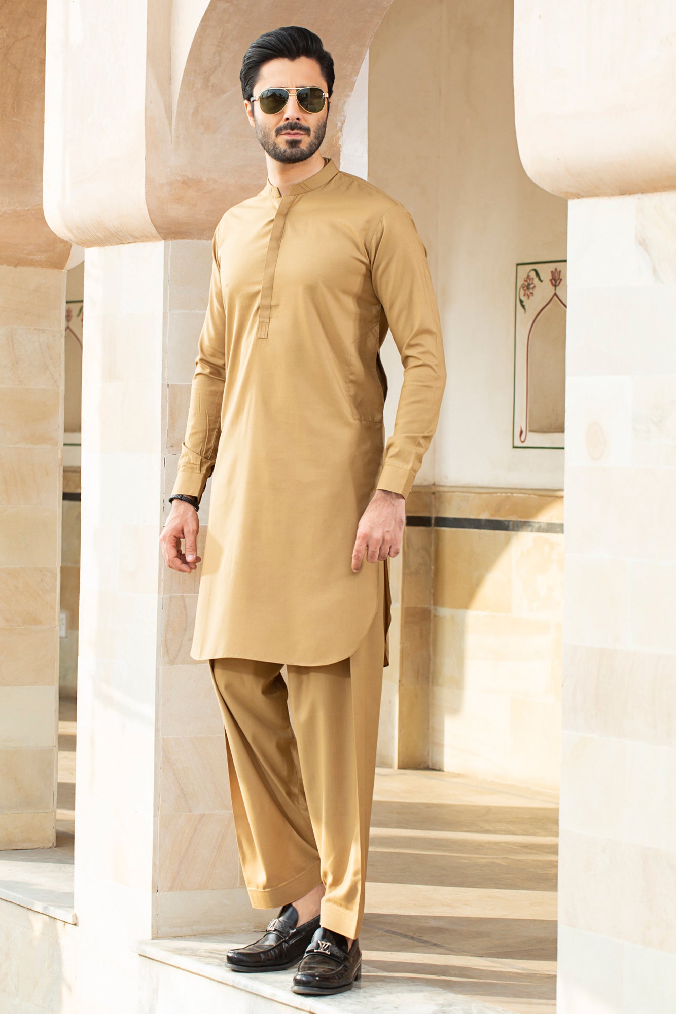 Peshawari Style STITCHED BAN SUIT - Light Brown