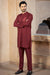 FESTIVE COLLECTION STITCHED POCKET EMBROIDERY SUIT - Burgundy