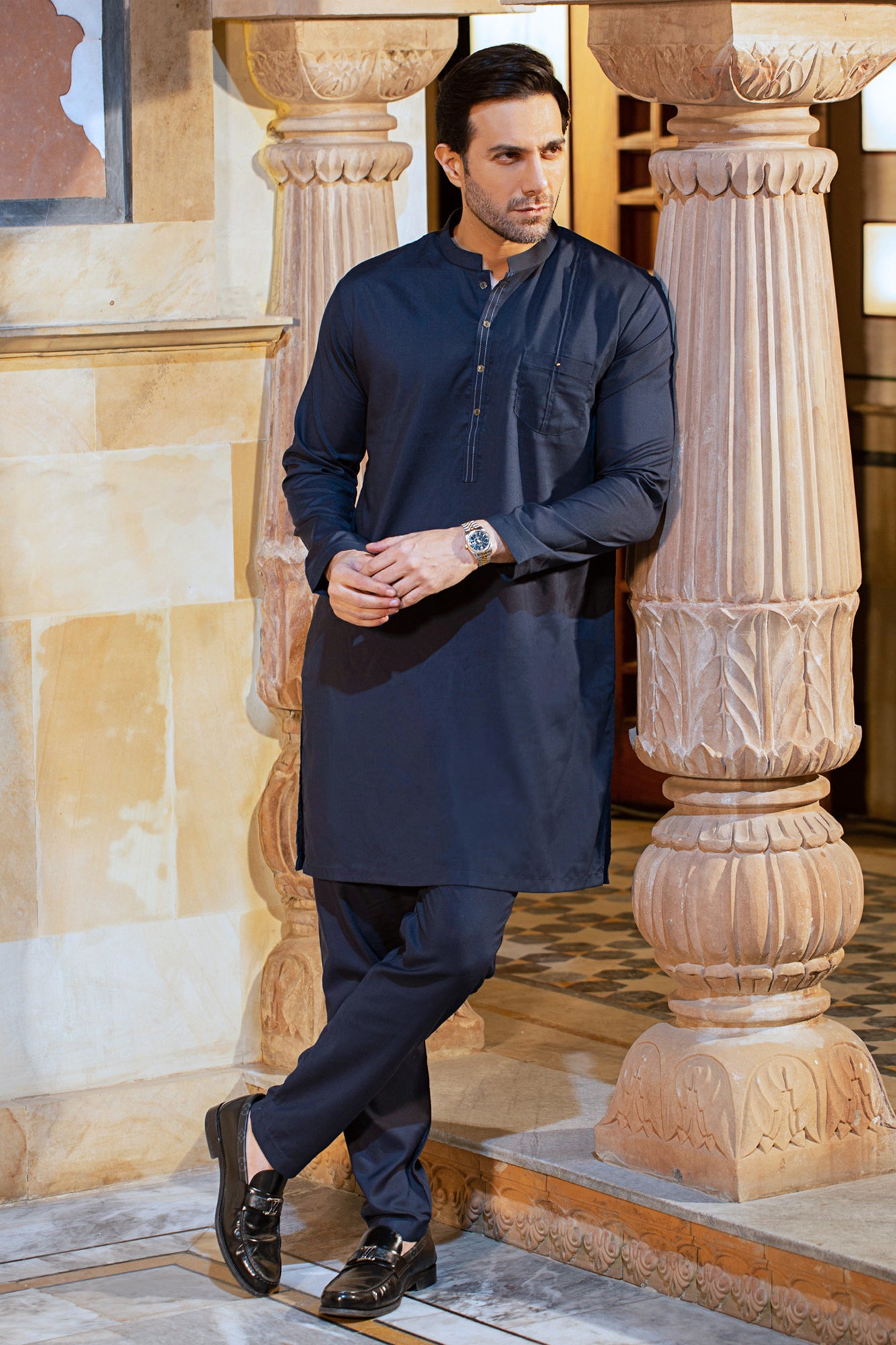 Royal Collection Stitched Suit - Navy