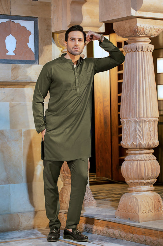 ROYAL COLLECTION STITCHED SUIT - Olive