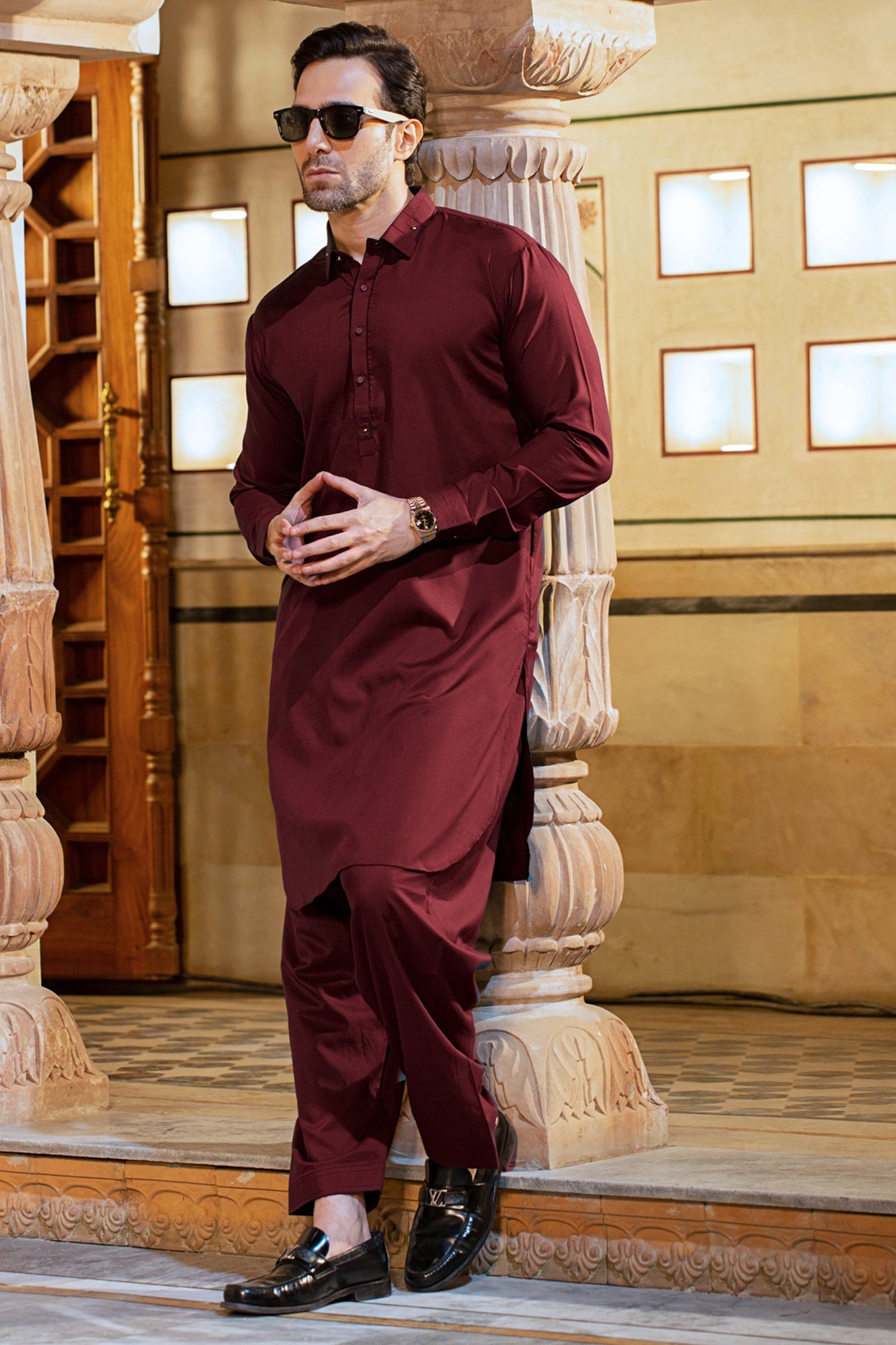 ROYAL EID COLLECTION STITCHED SUIT - Wine