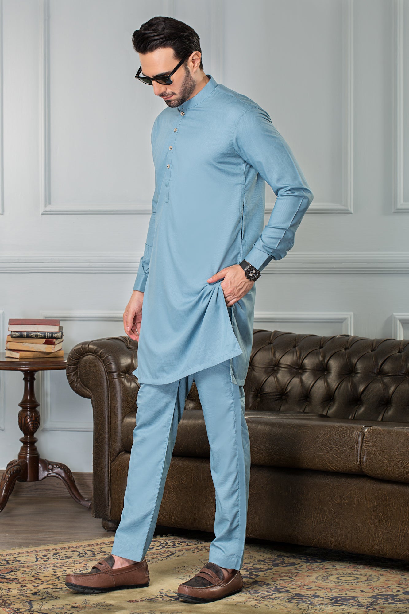 Stitched All Season Kurta Trouser with Ban-Mint Green