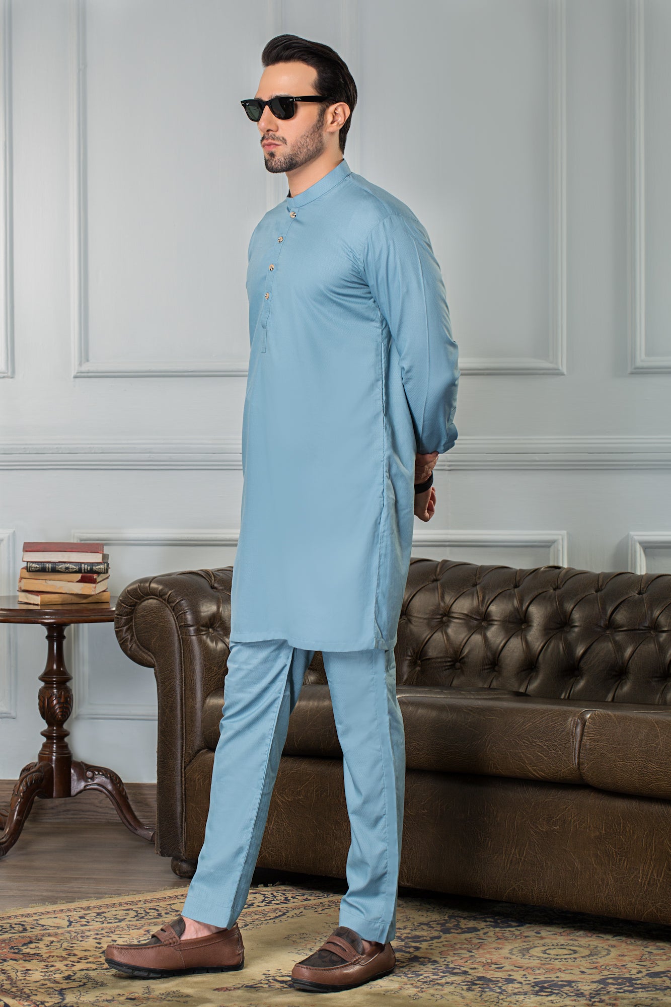 Stitched All Season Kurta Trouser with Ban-Mint Green