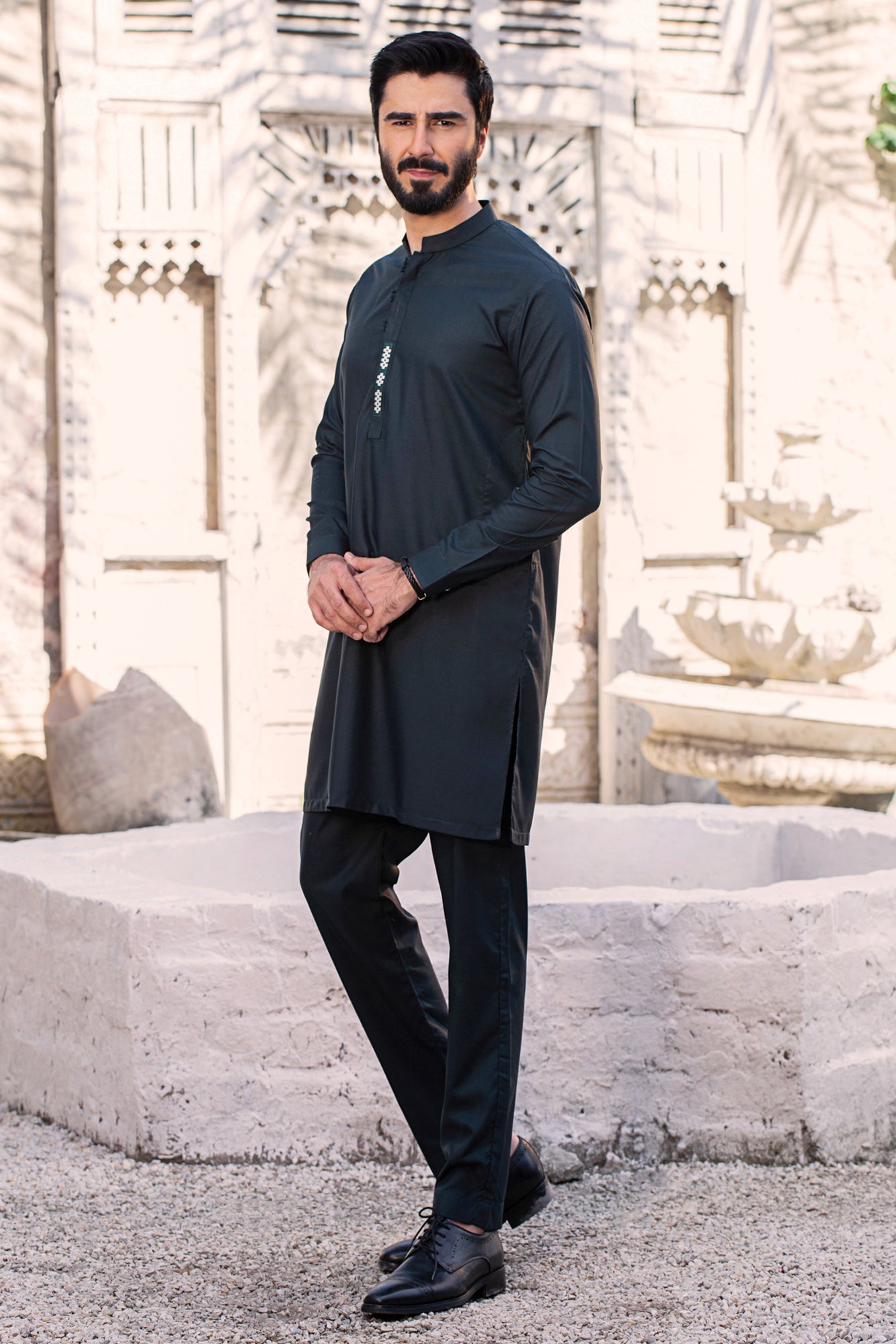 Embroidered Stitched Suit with trouser - Seagreen