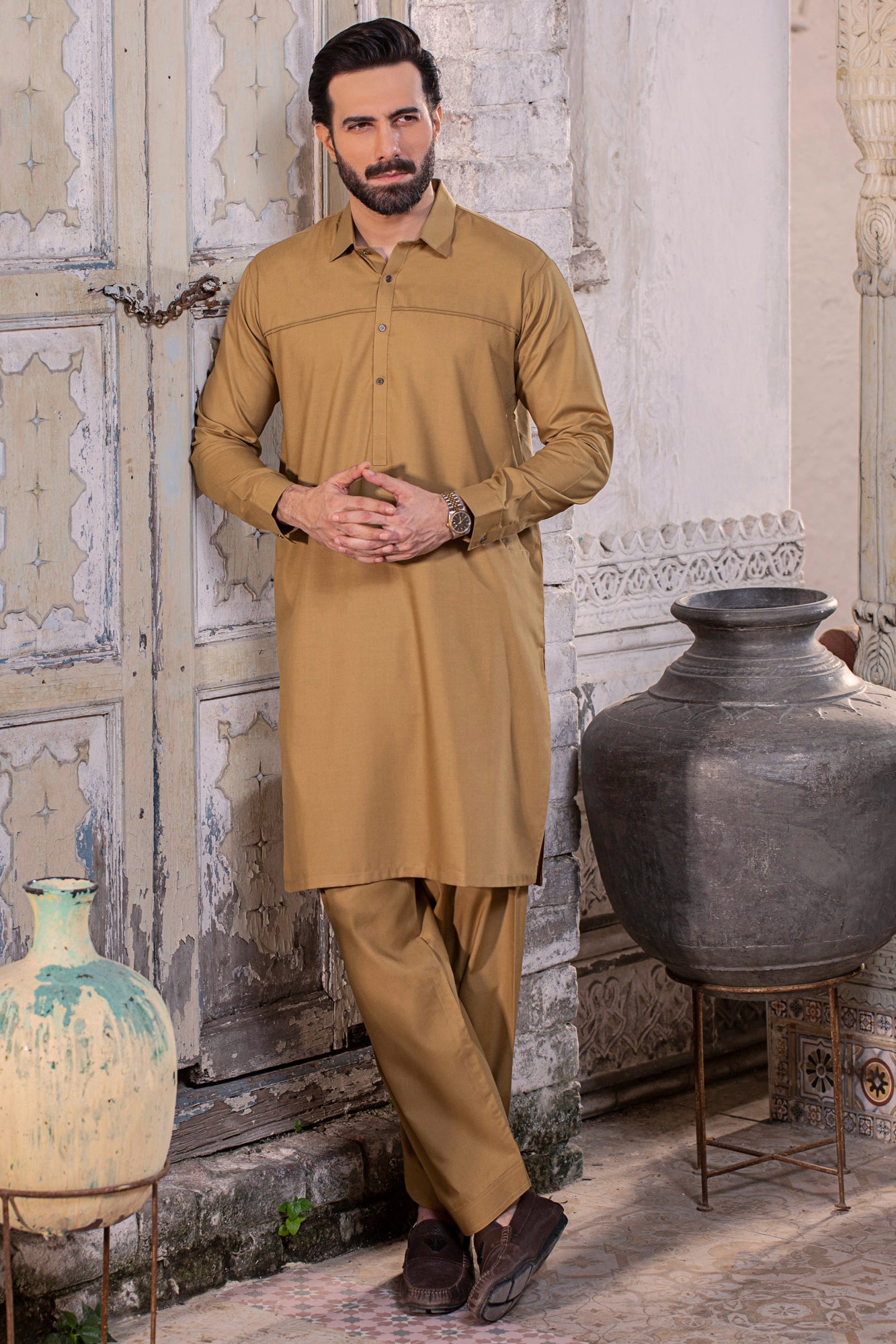 Royal Collection Stitched Suit - Khaki