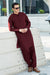 Royal Embroidered Collection Stitched Shalwar with Kameez - Dark Wine