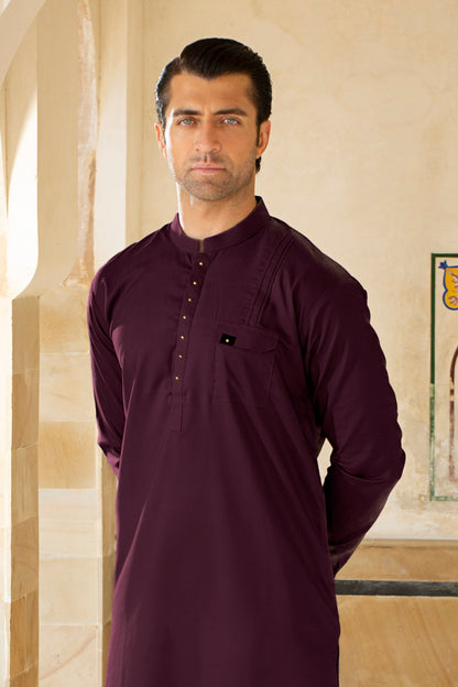 FESTIVE COLLECTION STITCHED SUIT POCKET SUIT - Burgundy