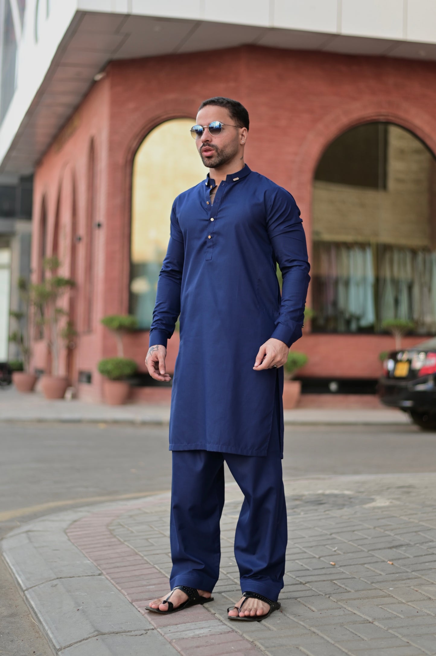 Lux Stitched Suit with Shalwar - Navy