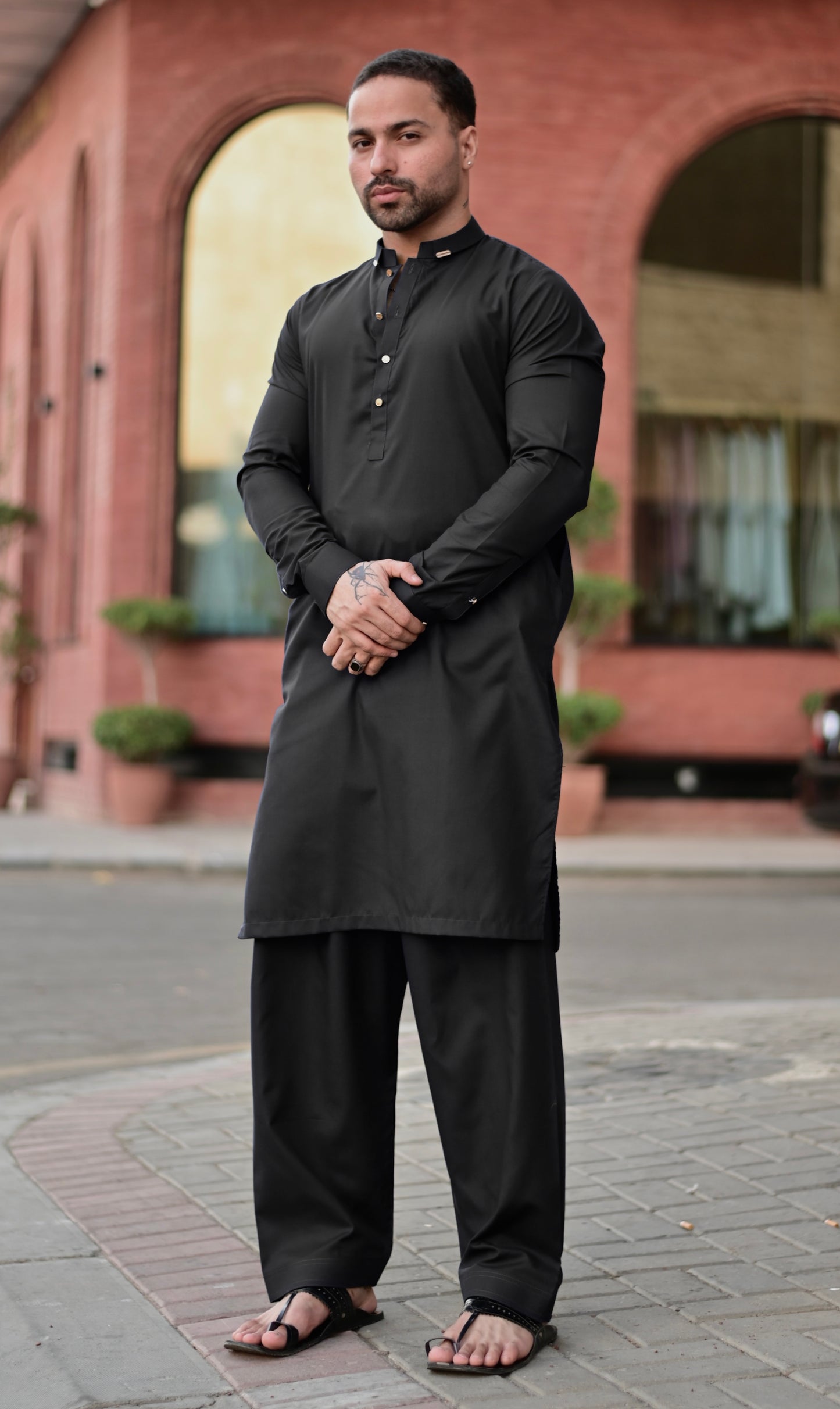 Lux Stitched Suit with Shalwar - Black