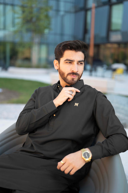 Logo Collection Stiched Suit with Shalwar - Black