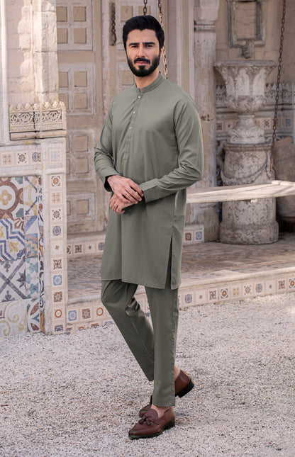 Festive Stitched Suit with Trouser - Silver