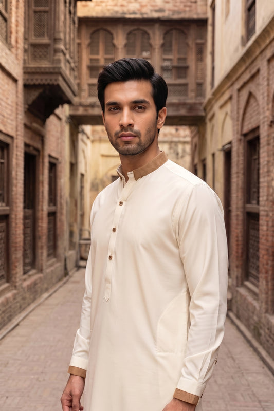 Stitched Jacquard ban Suit with Shalwar -Boski