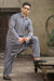 Stitched Shalwar with Kameez with Collar- Silver Grey
