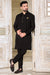 Mughal e Azam Stitched Summer Suit with Gold Hook Buttons - Black