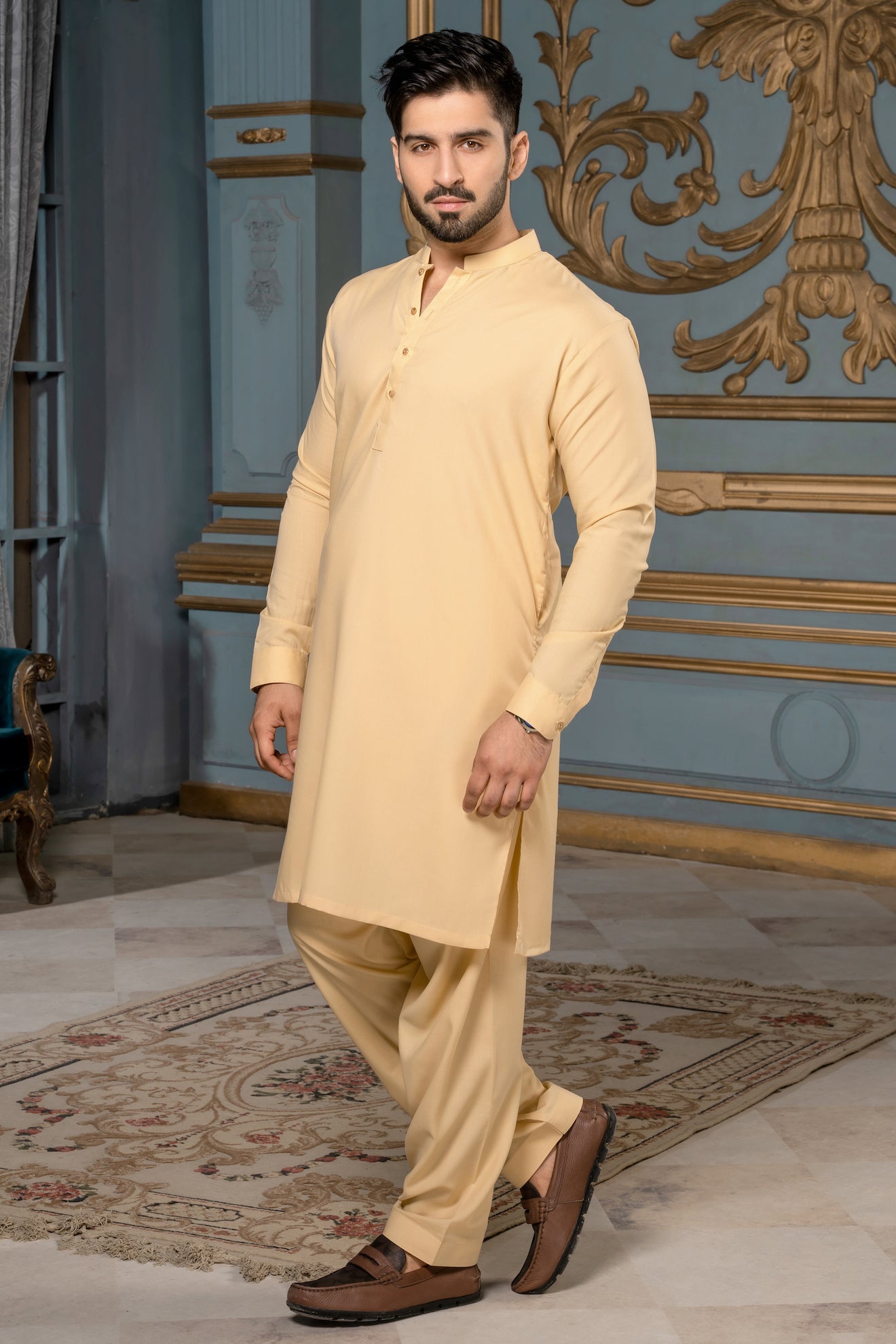 Stitched All Season Shalwar with Kameez with Ban - Skin